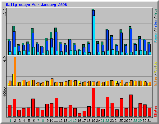 Daily usage for January 2023